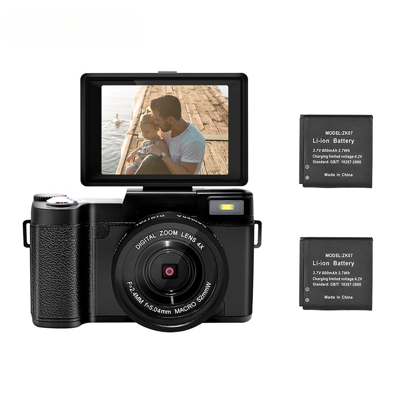 CD-R2 2.7K Full HD 30MP Digital Video Camera Cam Camcorder 3.0 Inch Rotatable Screen 4X Digital Zoom with Flash 2pcs Batteries - Image 4