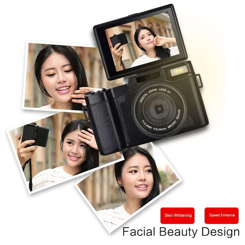 CD-R2 2.7K Full HD 30MP Digital Video Camera Cam Camcorder 3.0 Inch Rotatable Screen 4X Digital Zoom with Flash 2pcs Batteries - Image 5