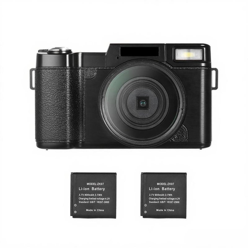 CD-R2 2.7K Full HD 30MP Digital Video Camera Cam Camcorder 3.0 Inch Rotatable Screen 4X Digital Zoom with Flash 2pcs Batteries - Image 3