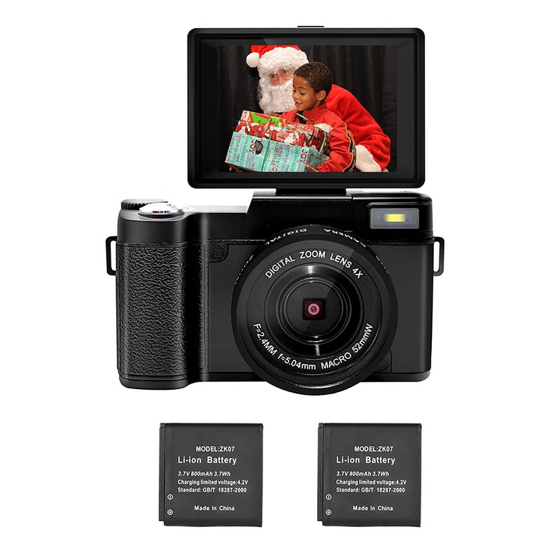 CD-R2 2.7K Full HD 30MP Digital Video Camera Cam Camcorder 3.0 Inch Rotatable Screen 4X Digital Zoom with Flash 2pcs Batteries - Image 1