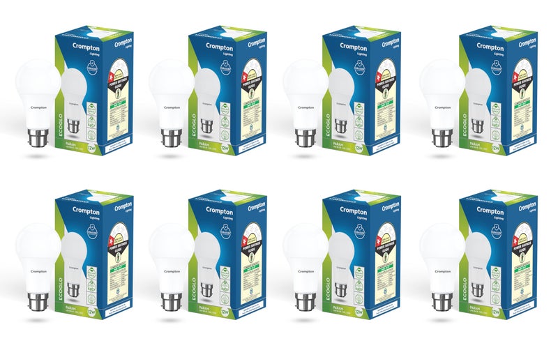 Crompton Param LED Bulb | 12W | Cool Day Light | B22 Base | 180 Degree Coverage | 4kV Surge Protection | 440V High Voltage Protection | Pack of 8 - Image 1