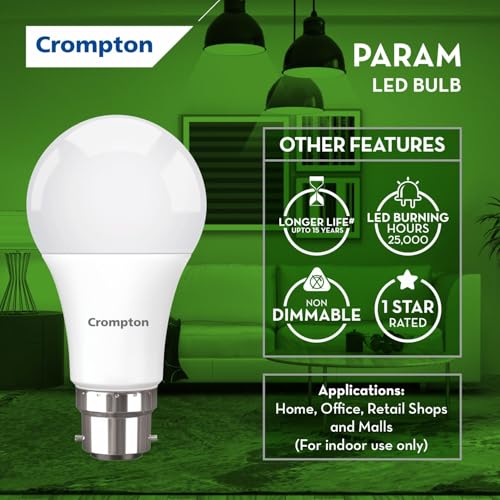 Crompton Param LED Bulb | 12W | Cool Day Light | B22 Base | 180 Degree Coverage | 4kV Surge Protection | 440V High Voltage Protection | Pack of 8 - Image 3