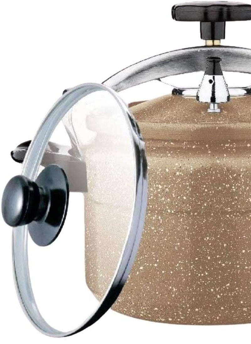 CC Bin Shihon 15None Non Stick With Extra Glass Cover Granite Pressure Cooker 15 Liter Brown  - Image 2