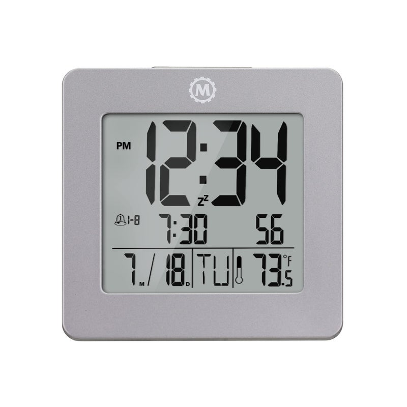 Marathon Marathon Digital Desktop Clock Graphite Gray  EasytoRead 35 Display with Temperature  Date  Includes Alarm with Snooze  Backlight 