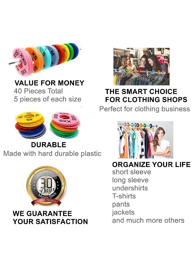 GIDABRAND Clothes Size Dividers | 40 Pieces 8 Colors XXS-XXXL | Ultimate Clothing Rack Dividers | Round Clothes Rack Clothes Hangers, Commercial Clothing Racks, Clothing Shops by GIDABRAND - Image 2