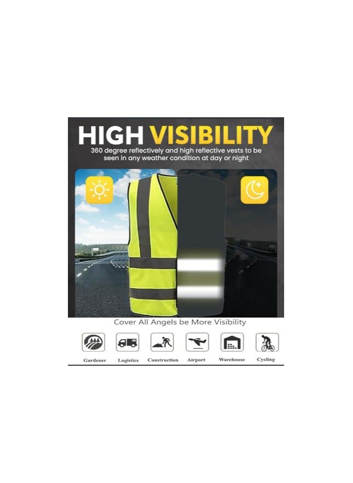 VINSTAR Reflective Safety Vest, High Visibility Breathable Day Night Warning Safety Jacket -100% Polyester Fluorescent Fabric With Piping and 360° Protection!, Velcro Closure (3, XL) - Image 3