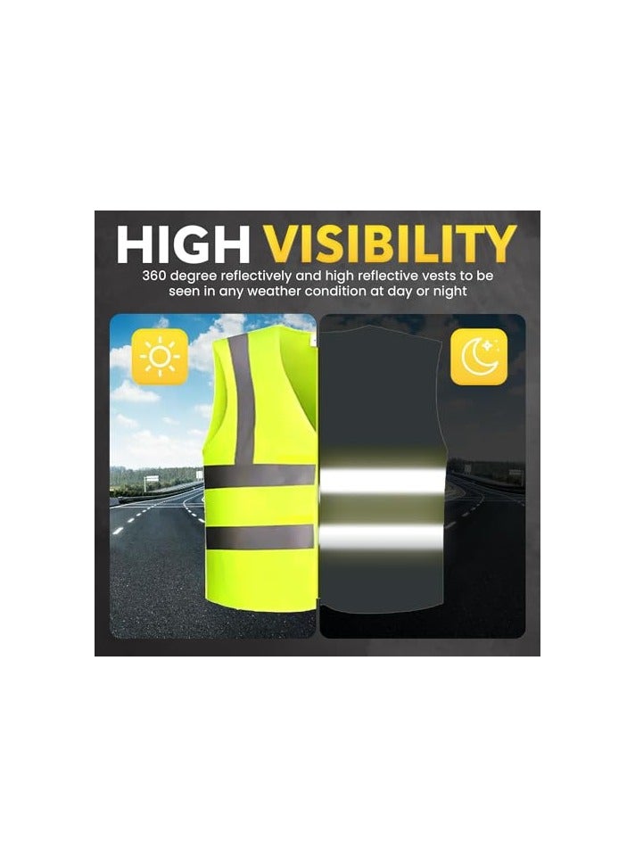 VINSTAR Reflective Safety Vest, High Visibility Breathable Day Night Warning Safety Jacket -100% Polyester Fluorescent Fabric With Piping and 360° Protection!, Velcro Closure (3, XL) - Image 5
