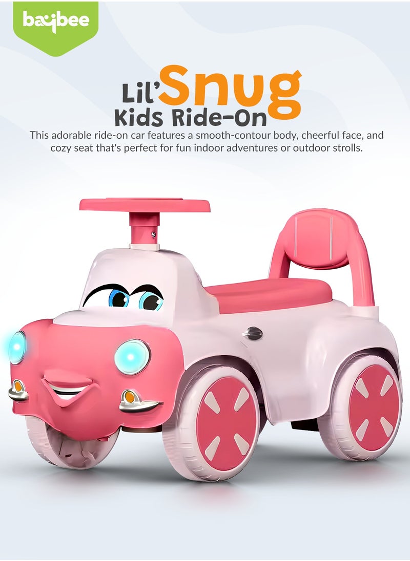BAYBEE Snug Kids Ride on Car for Kids, Baby Car with Light, Music, Storage Space & Backrest, Baby Push Car for Toddlers Kids Car Jeep Baby Ride on Toy Car for Kids 1+ Years Boys Girls Pink  - Image 3