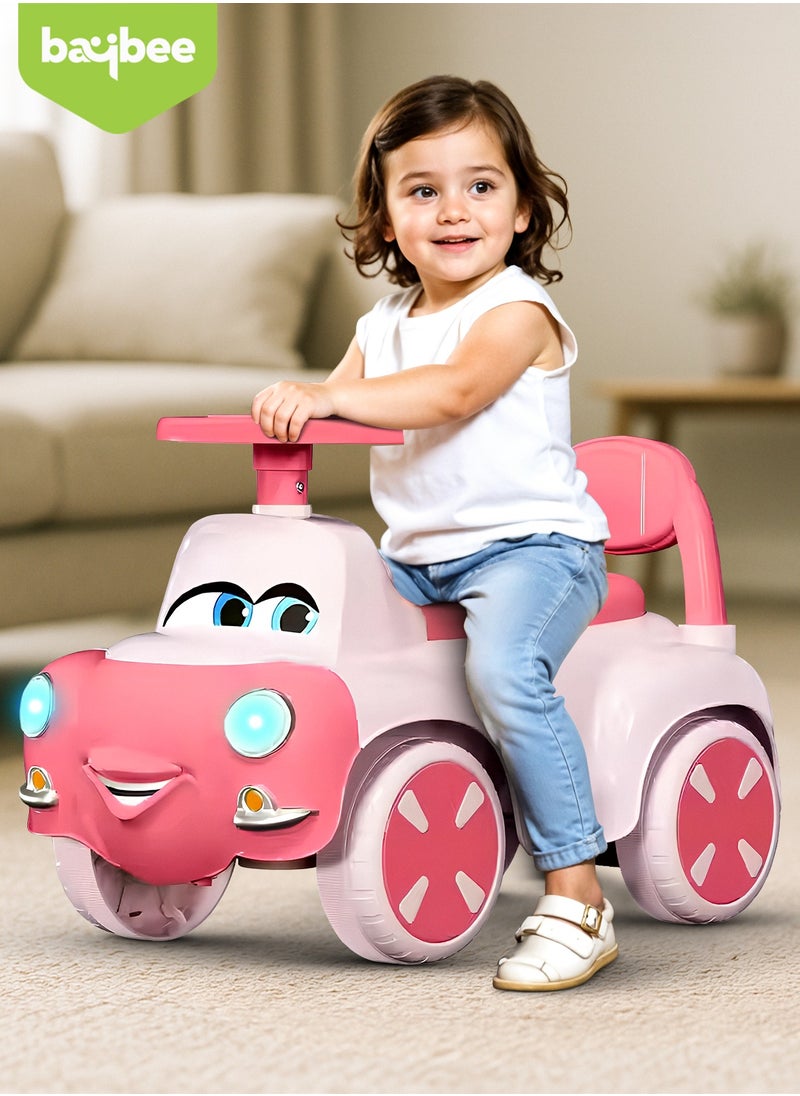 BAYBEE Snug Kids Ride on Car for Kids, Baby Car with Light, Music, Storage Space & Backrest, Baby Push Car for Toddlers Kids Car Jeep Baby Ride on Toy Car for Kids 1+ Years Boys Girls Pink  - Image 2