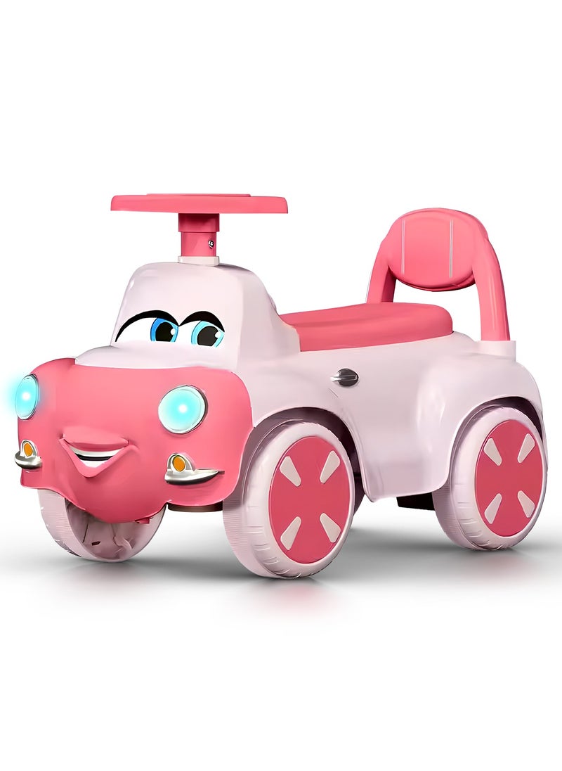 BAYBEE Snug Kids Ride on Car for Kids, Baby Car with Light, Music, Storage Space & Backrest, Baby Push Car for Toddlers Kids Car Jeep Baby Ride on Toy Car for Kids 1+ Years Boys Girls Pink  - Image 1