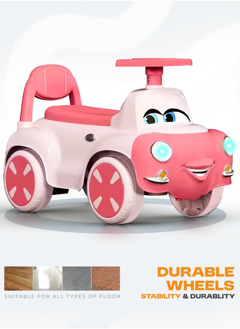 BAYBEE Snug Kids Ride on Car for Kids, Baby Car with Light, Music, Storage Space & Backrest, Baby Push Car for Toddlers Kids Car Jeep Baby Ride on Toy Car for Kids 1+ Years Boys Girls Pink  - Image 4