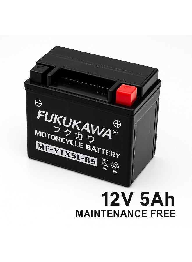 FUKUKAWA MF-YTX5L-BS 12V 5Ah AGM Motorcycle Battery, Maintenance-Free Sealed Lead Acid PowerSport Battery for Scooters, ATVs & Dirt Bikes - Image 5