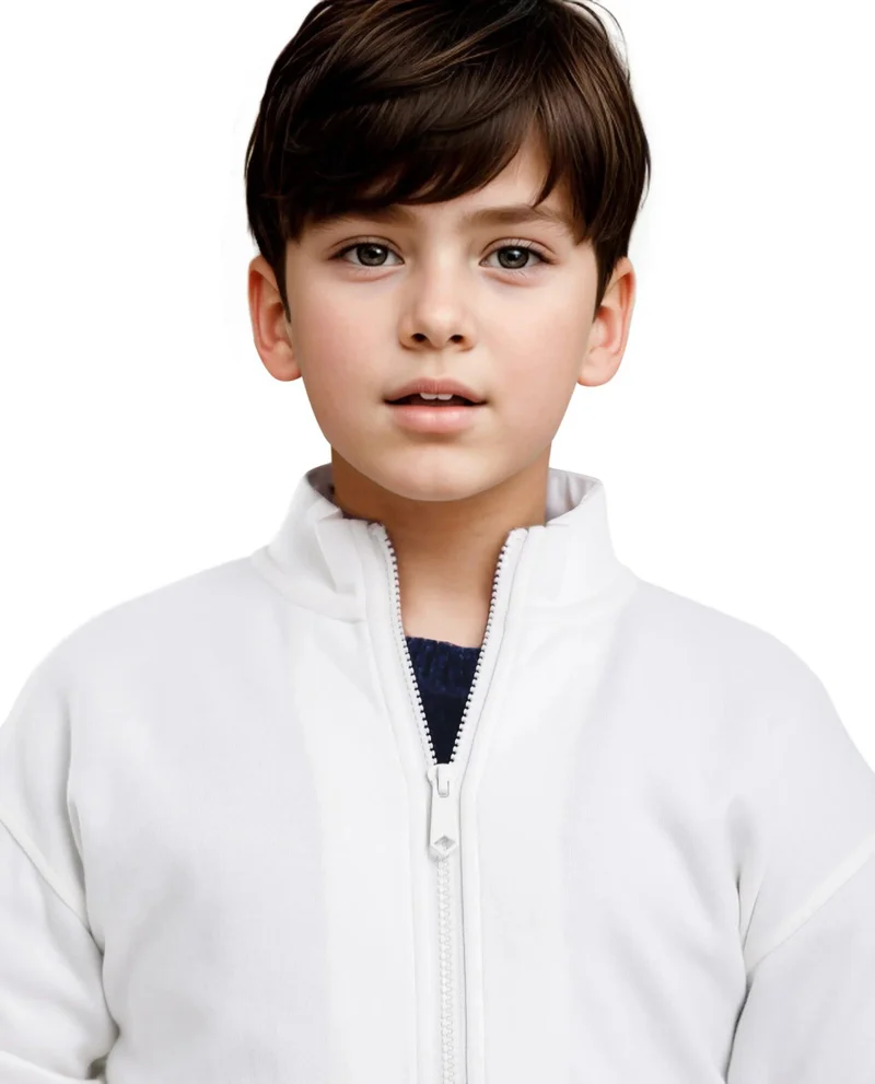 Rare Ones Rare Ones Kids Manttn White Cotton Poly Full Sleeve Applique Jacket