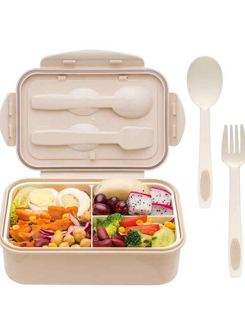 Bento Box Lunch Boxes Container Bundle Divider Japanese Style with Spoon and Fork, Translucent Box, Microwave Safe