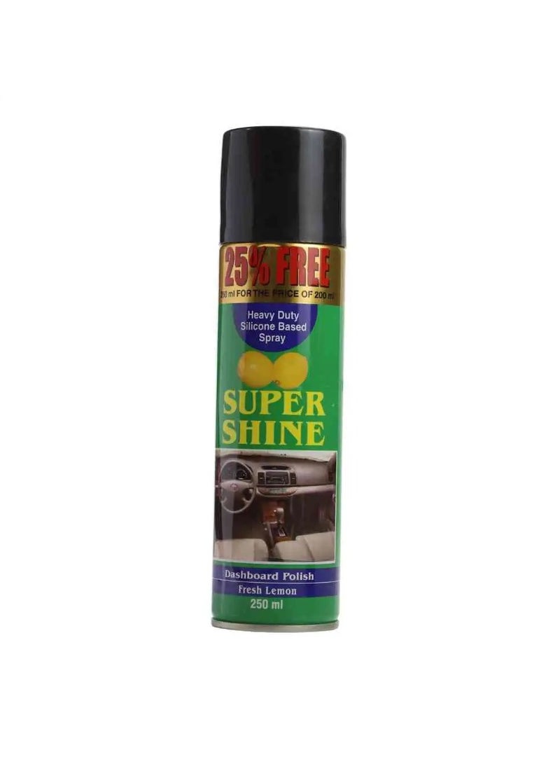 Super Shine Heavy Duty Silicone Based Spray Dashboard Polish Fresh Lemon 250ml