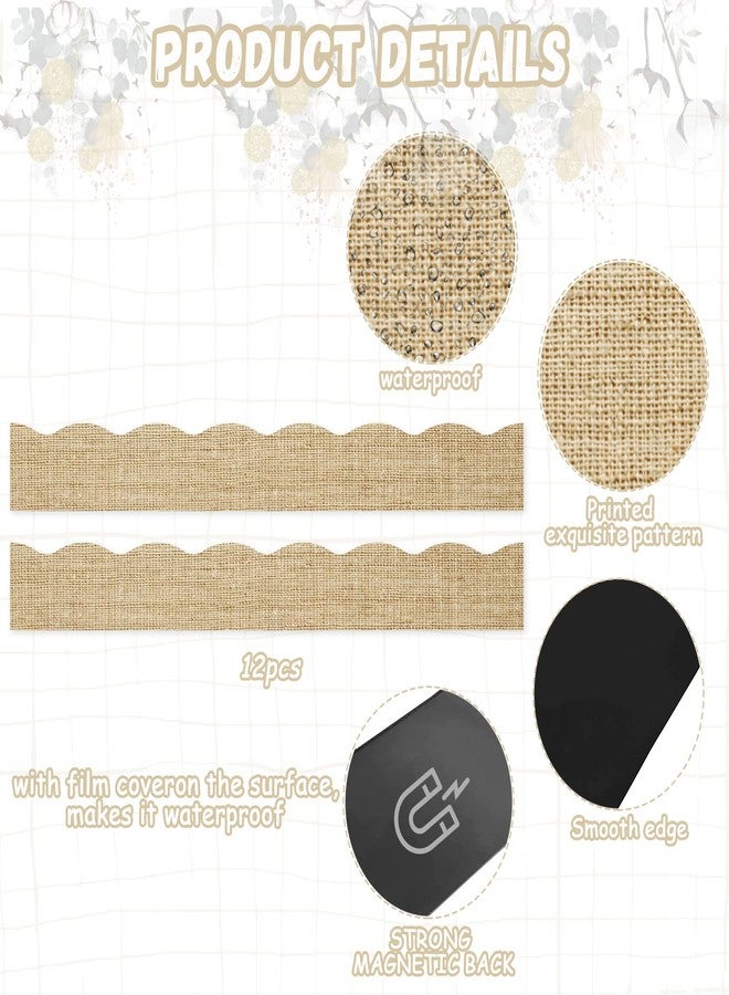 Tevxj 12 Piece Magnetic Burlap Bulletin Board Border Classroom Magnetic Border Strips for Teachers Office Chalkboard White Board Decor - Image 3