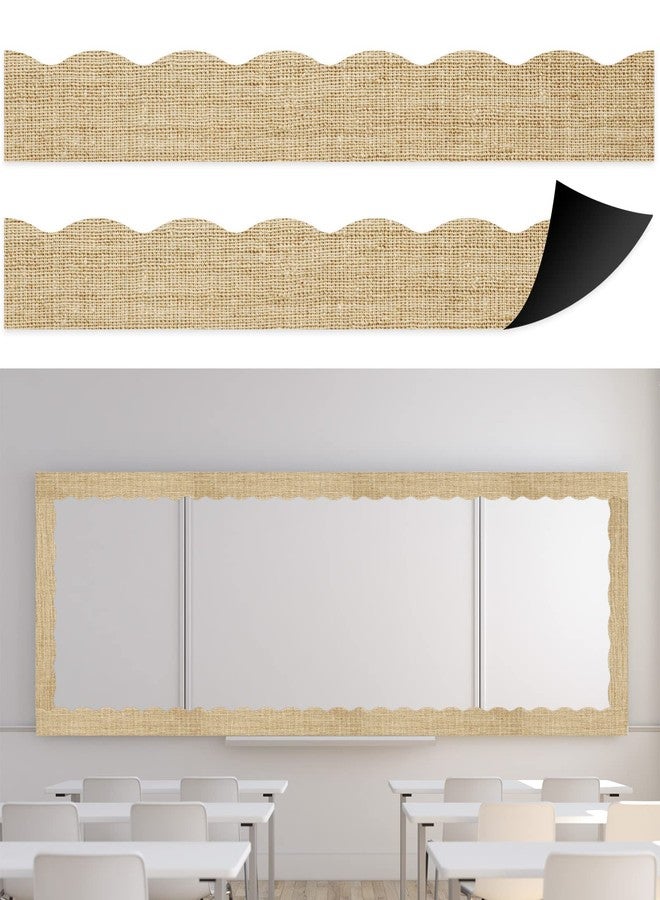 Tevxj 12 Piece Magnetic Burlap Bulletin Board Border Classroom Magnetic Border Strips for Teachers Office Chalkboard White Board Decor - Image 1