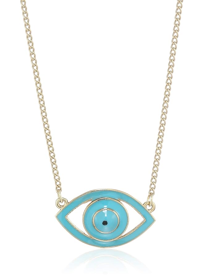 إيروريكس سلسلة مطلية بالذهب عيار 24 قيراطًا مع قلادة عين الشر الزرقاء للنساء - Image 1