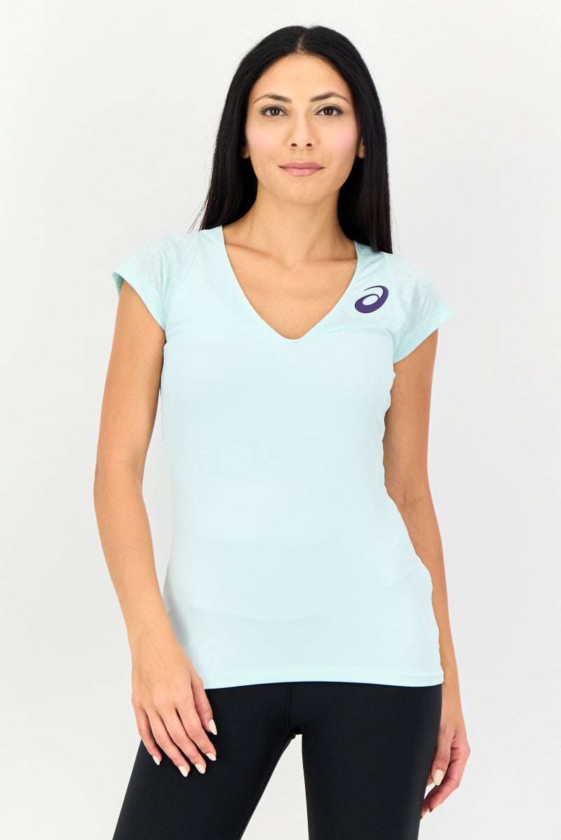 asics Women Sportswear Fit Short Sleeve Training T-Shirt, Light Turquoise - Image 1