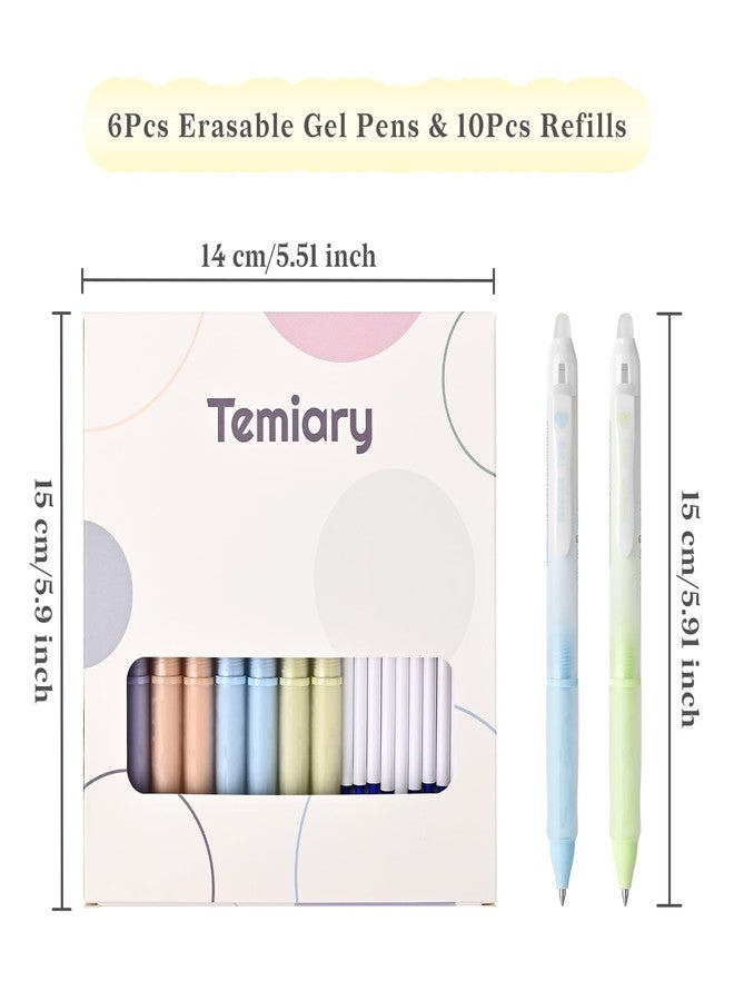 Temiary 8 Pcs Retractable Erasable Gel Ink Pens & 10 Pcs Replacement Refills, Aesthetic Pen with Eraser, 0.5 mm Fine Point Smooth Writing for Office School Supplies (Blue Ink) - Image 2