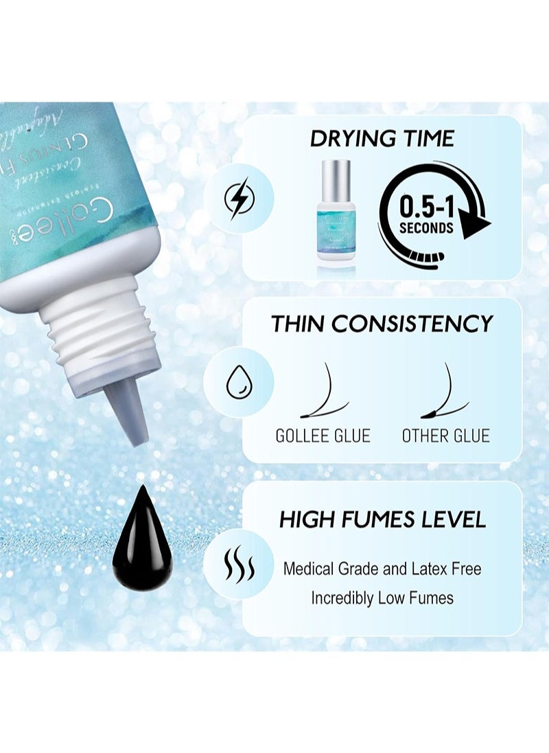 Eyelash Extension Glue Lash Glue for Eyelash Extensions - 5ml 1-2 S Fast Drying/Retention 8 Week Eyelash Adhesive for Eyelash Extensions Professional Salon Supplies
