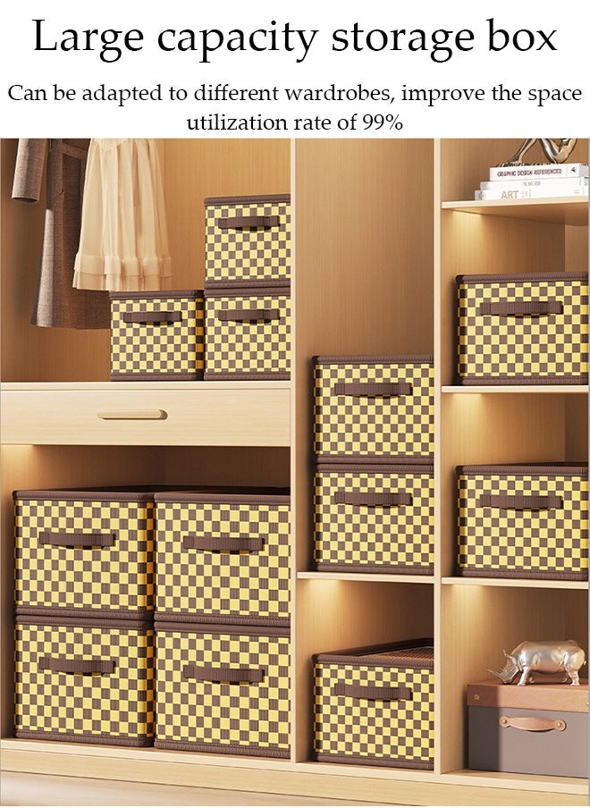 DUNISO - 6 Pcs Foldable Storage Box, Large Collapsible Oxford Cloth Checkerboard Storage Boxes with Handle, Organizer Basket Cube for Home, Bedroom, Closet, Office and Nursery - Image 1