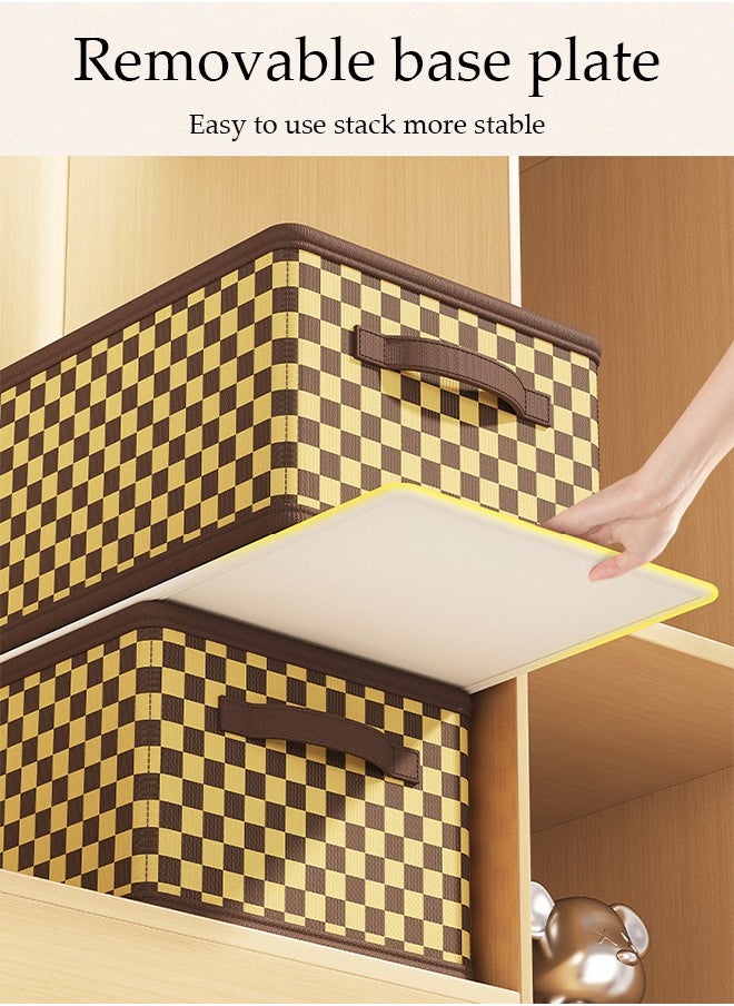 DUNISO - 6 Pcs Foldable Storage Box, Large Collapsible Oxford Cloth Checkerboard Storage Boxes with Handle, Organizer Basket Cube for Home, Bedroom, Closet, Office and Nursery - Image 1