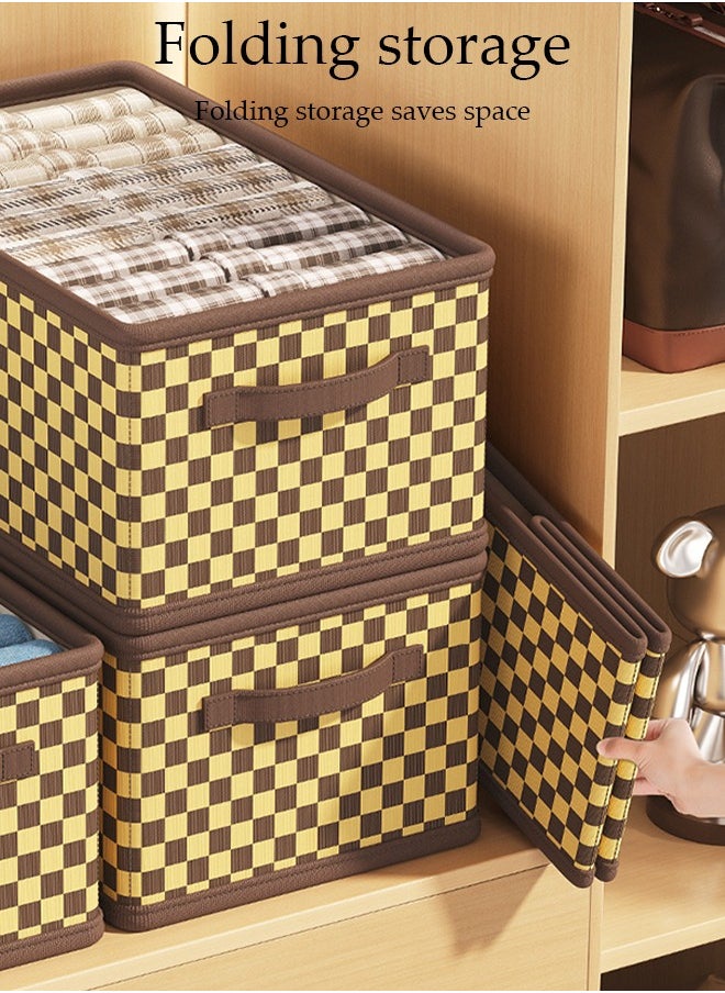 DUNISO - 6 Pcs Foldable Storage Box, Large Collapsible Oxford Cloth Checkerboard Storage Boxes with Handle, Organizer Basket Cube for Home, Bedroom, Closet, Office and Nursery - Image 1