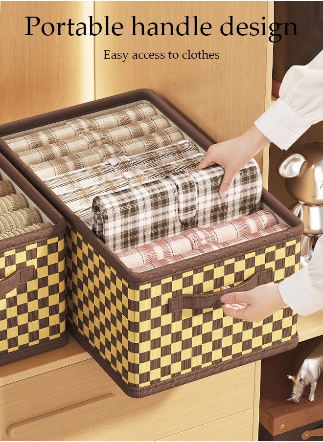 DUNISO - 6 Pcs Foldable Storage Box, Large Collapsible Oxford Cloth Checkerboard Storage Boxes with Handle, Organizer Basket Cube for Home, Bedroom, Closet, Office and Nursery - Image 1