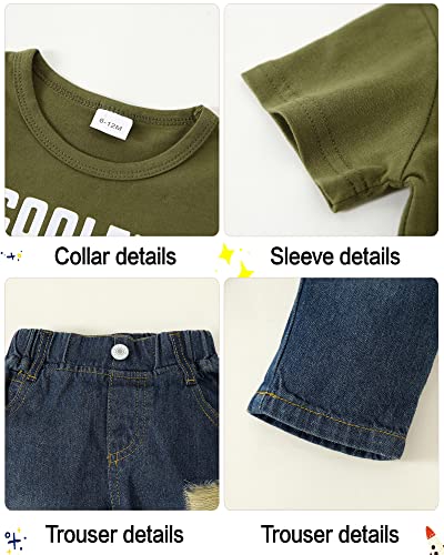 YALLET Toddler Boy Clothes 3T 4T 5T Boys Outfits Infant Short Sleeve T-Shirt Ripped Jeans 3 4 5 Years Old Boy Clothing Pants Set - Image 4