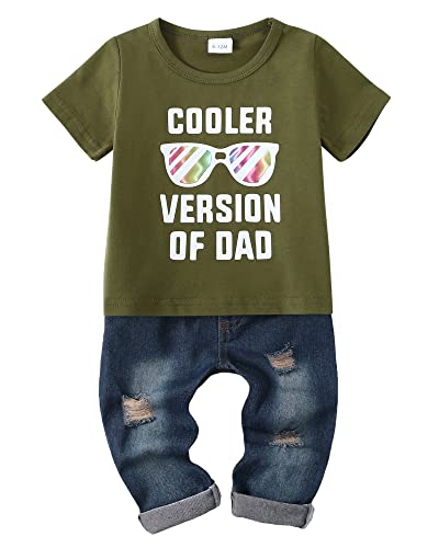 YALLET Toddler Boy Clothes 3T 4T 5T Boys Outfits Infant Short Sleeve T-Shirt Ripped Jeans 3 4 5 Years Old Boy Clothing Pants Set - Image 1