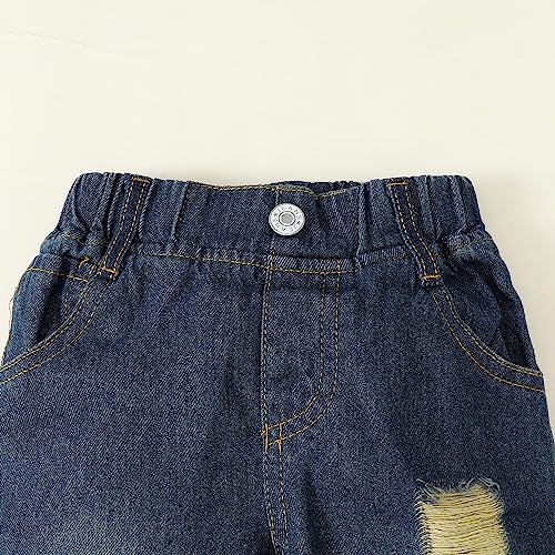 YALLET Toddler Boy Clothes 3T 4T 5T Boys Outfits Infant Short Sleeve T-Shirt Ripped Jeans 3 4 5 Years Old Boy Clothing Pants Set - Image 5