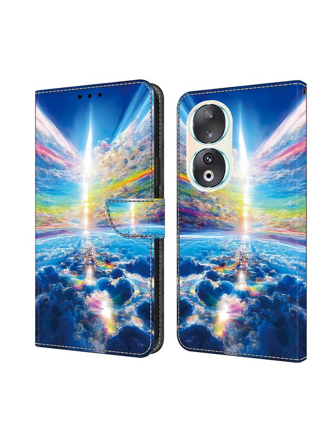 حافظة هاتف من الجلد المطلي بالكريستال لهاتف Honor 90 (سماء ملونة)