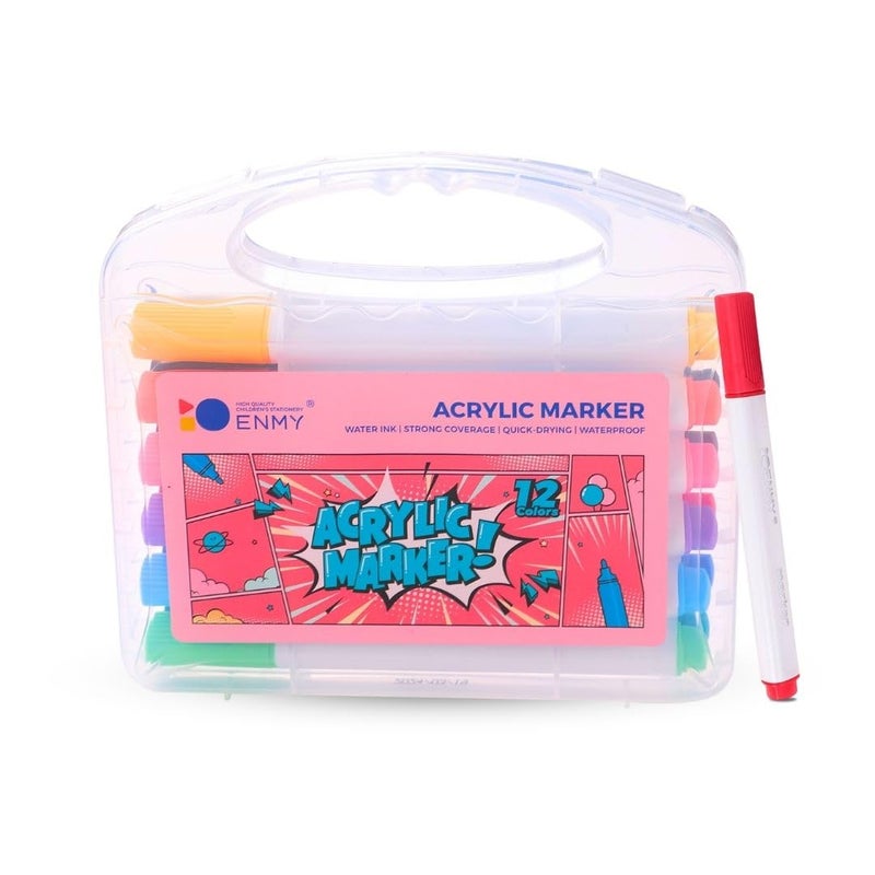 Tinker Squad 12 PC Acrylic Markers Paint Pens Set for Painting |Acrylic Paint Water based Markers Sketch Pens | Acrylic Brush Pen Drawing Markers | Art Markers for Drawing Pens |Art Supplies - Image 1