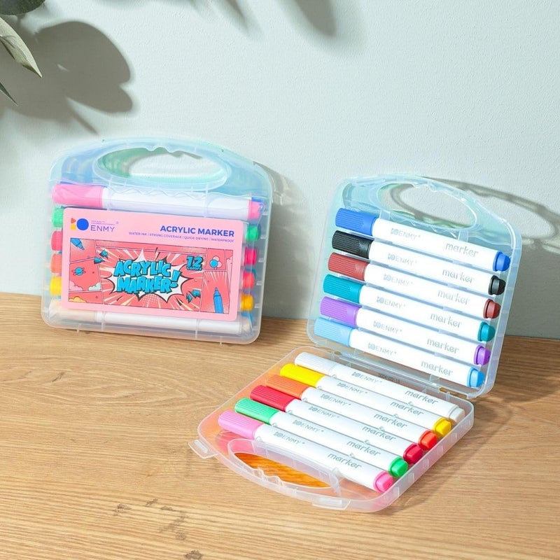 Tinker Squad 12 PC Acrylic Markers Paint Pens Set for Painting |Acrylic Paint Water based Markers Sketch Pens | Acrylic Brush Pen Drawing Markers | Art Markers for Drawing Pens |Art Supplies - Image 2