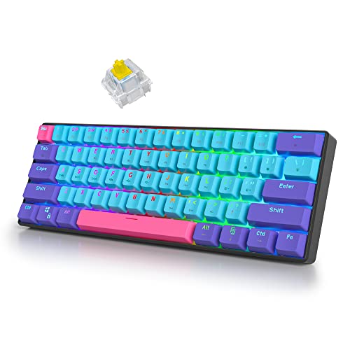 surmen 60% Wireless Gaming Keyboard 60 Percent RGB Backlit Hot-Swappable GT61 Mini Mechanical Keyboard Bluetooth Programmable (Gateron Yellow, Joker) - Image 1