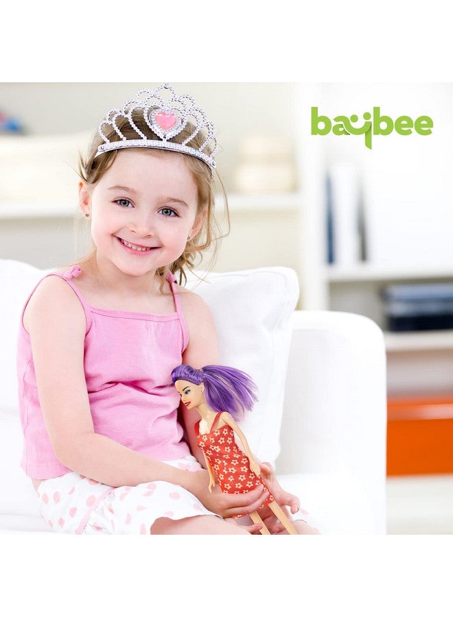 بيبي دمية بايبي فاشون للبنات، مجموعة ألعاب تصفيف الشعر والتلبيس، دمية للبنات مع يدين وأرجل قابلة للطي، دمية للبنات مع ملحقات، مجموعة لعب بيت الدمية للأطفال، هدية رائعة للبنات من سن 3 سنوات فما فوق (ذيل حصان شعر أرجواني) - Image 3