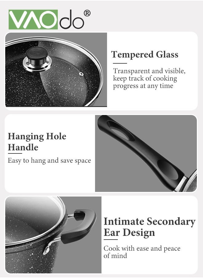 VAOdo - 3PCS Non Stick Saucepan Set Common to All Stoves Anti-Scalding Handle Fast Heat Conduction Cookware 21cm Fry Pan 32cm Wok Pan 26cm Sauce Pan - Image 1