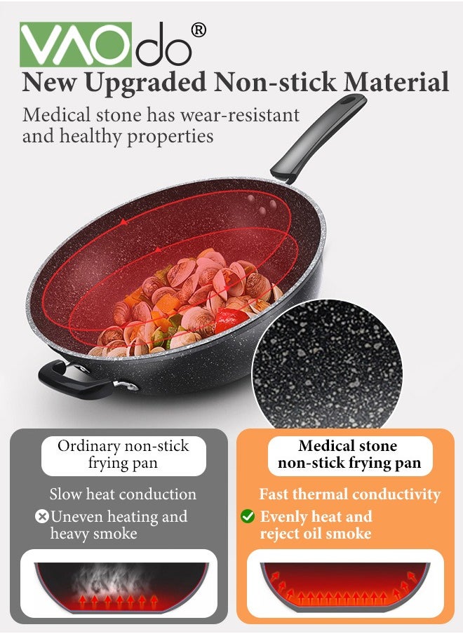 VAOdo - 3PCS Non Stick Saucepan Set Common to All Stoves Anti-Scalding Handle Fast Heat Conduction Cookware 21cm Fry Pan 32cm Wok Pan 26cm Sauce Pan - Image 1
