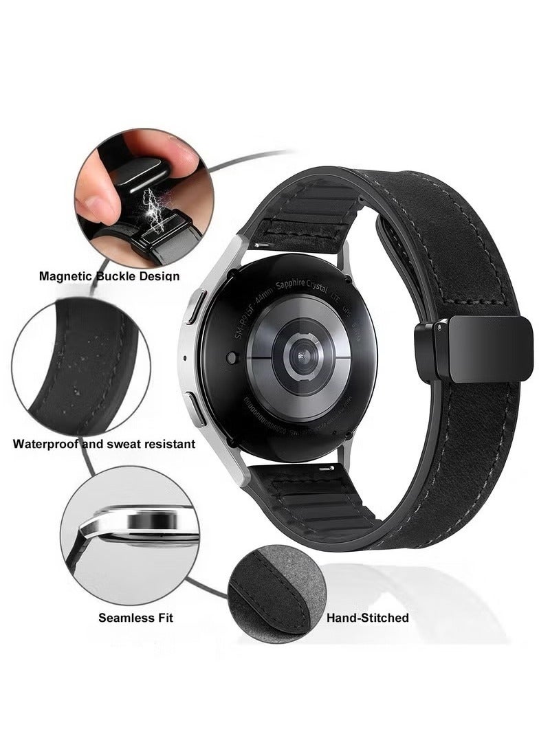 TDZDDYS 22mm Leather Watch Strap with Magnetic Buckle Design, Compatible with Huawei GT3/4 46mm, GT3 Pro, Huawei Watch 3, GT2e, GT2 Pro, GT2 42/46mm, Samsung Galaxy Watch 3 45mm/Gear S3(Black) - Image 5