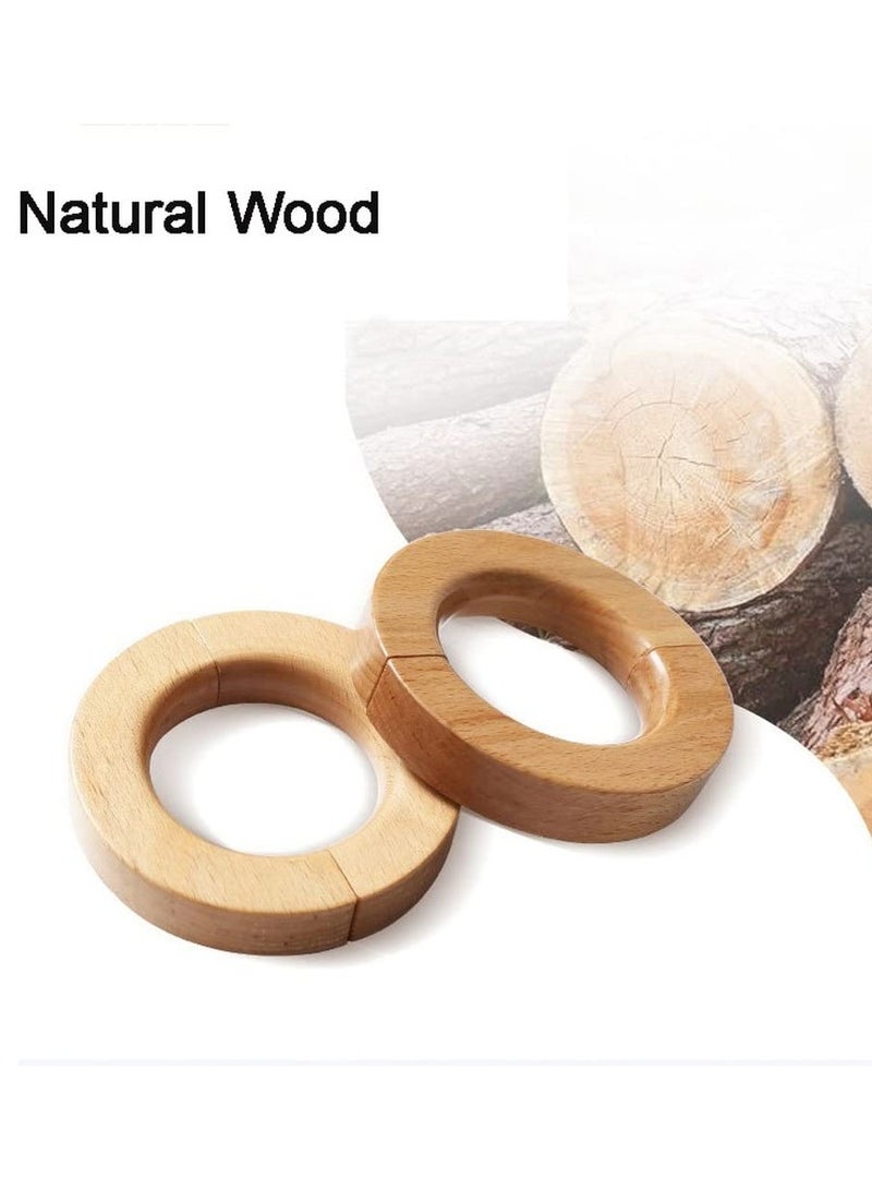 SOLARAE 1 Pair Natural Wooden Curtain Tiebacks, Modern Classic Magnetic Curtain Holder Buckle Clips Holdback, Round Wood Furniture Accessoires for Windows Room Curtains - Image 5