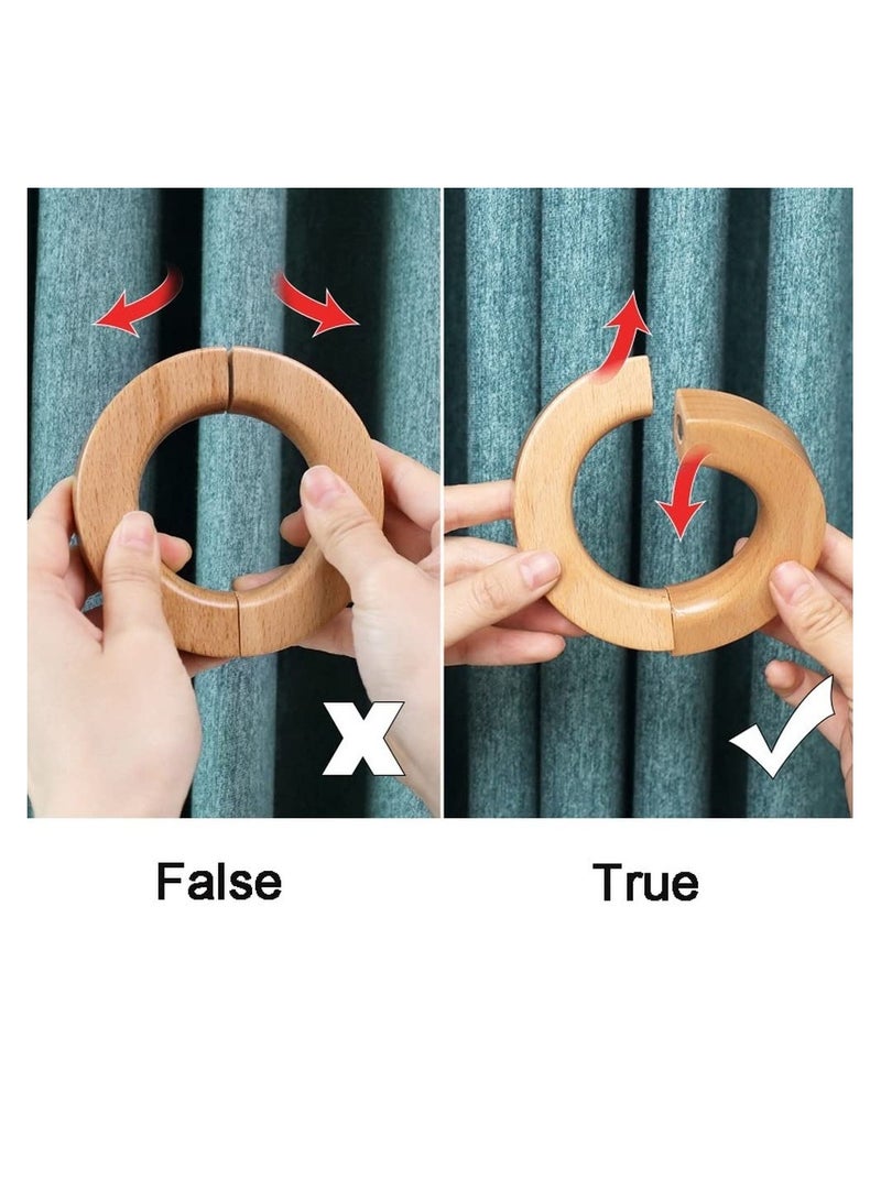 SOLARAE 1 Pair Natural Wooden Curtain Tiebacks, Modern Classic Magnetic Curtain Holder Buckle Clips Holdback, Round Wood Furniture Accessoires for Windows Room Curtains - Image 3