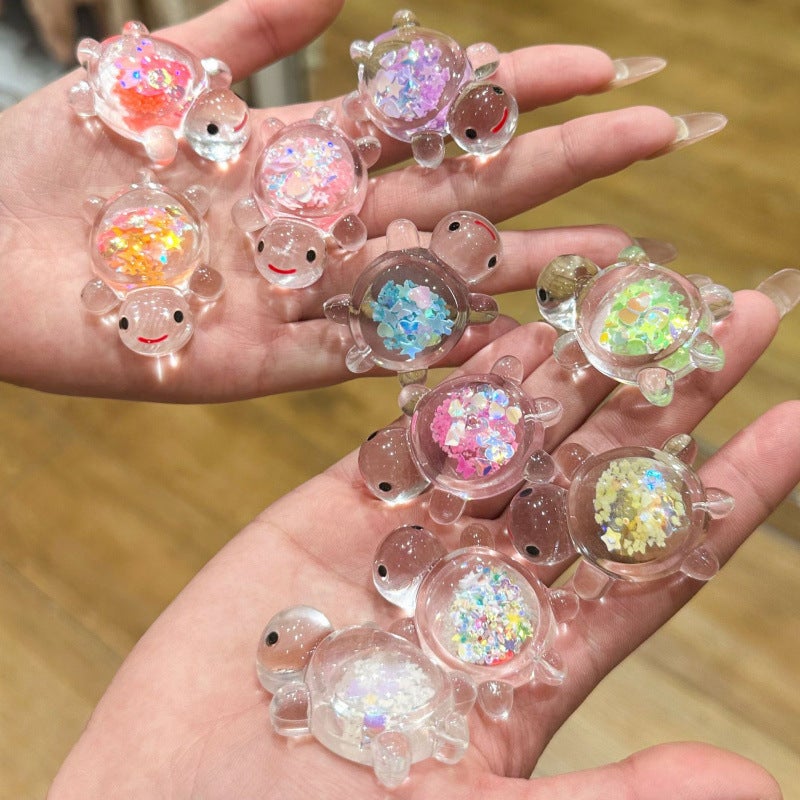 DIY Glitter Turtle Resin Beads for Jewelry Making - Glow in the Dark - Image 1