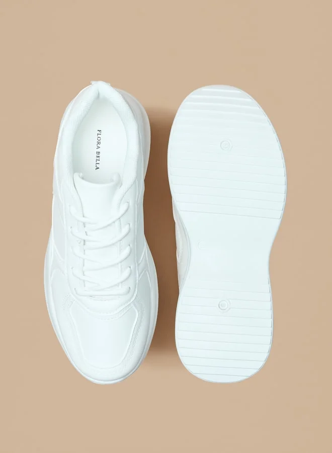 Flora Bella By Shoexpress Panelled Sneakers with Lace-up Closure