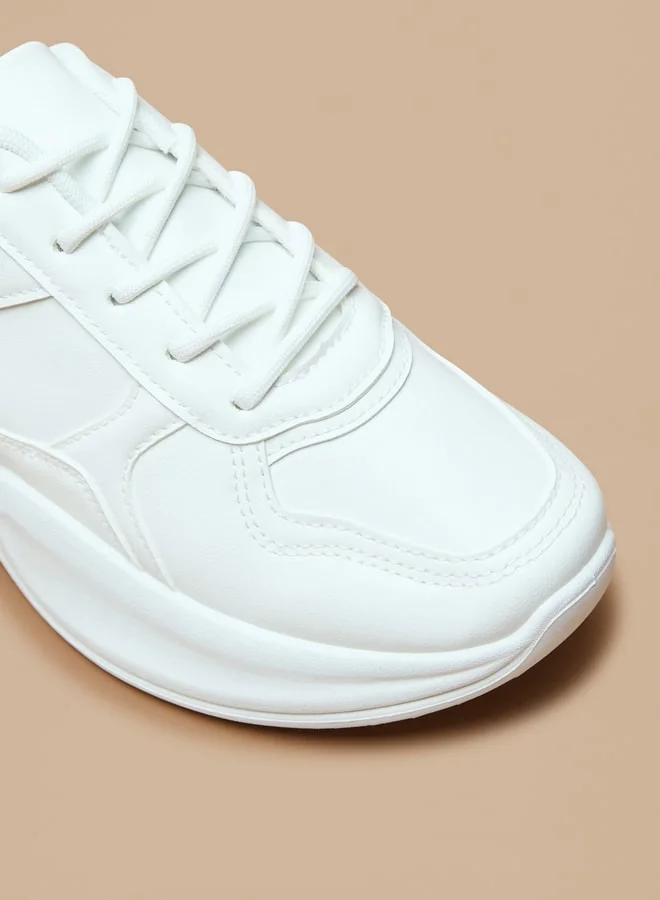 Flora Bella By Shoexpress Panelled Sneakers with Lace-up Closure