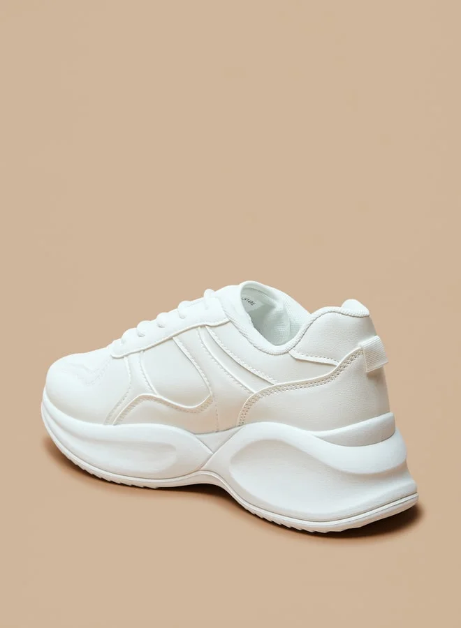 Flora Bella By Shoexpress Panelled Sneakers with Lace-up Closure