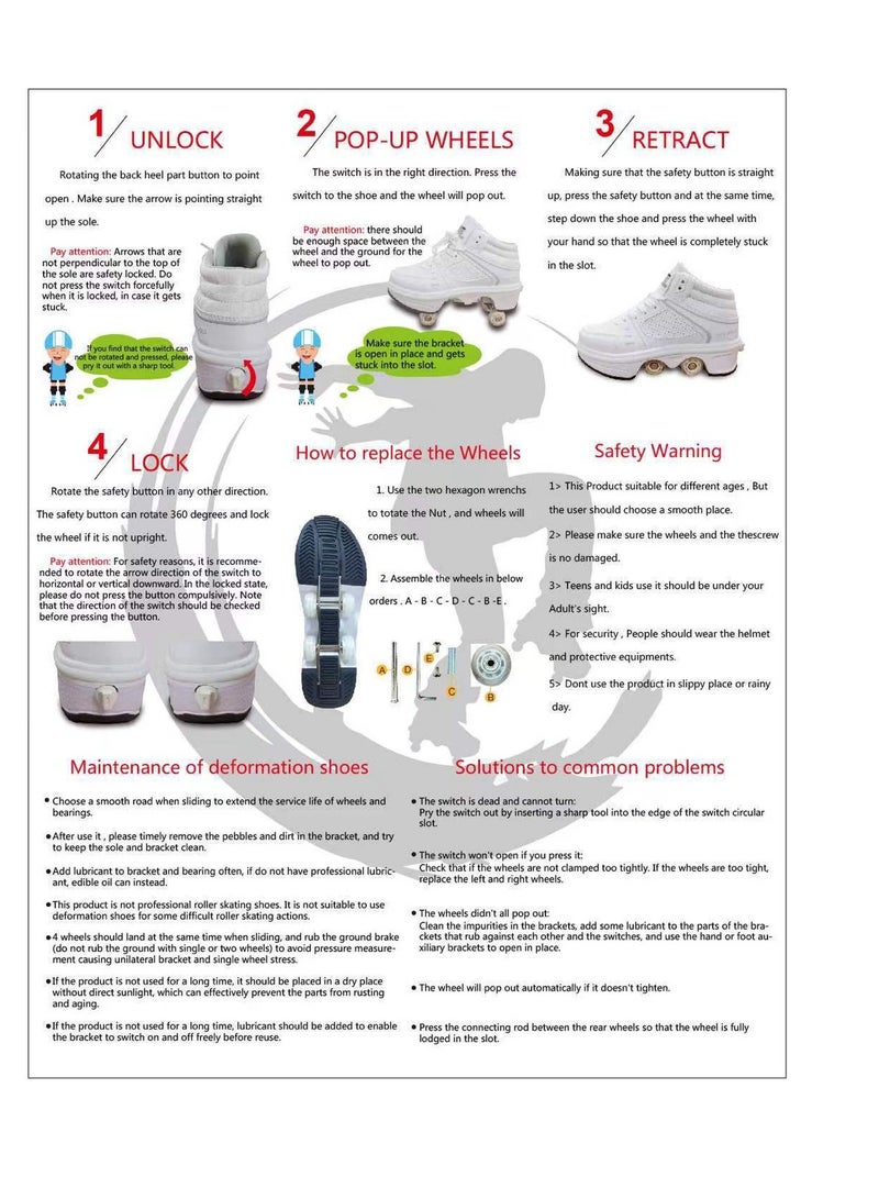 Loquat USB Charging LED Flash Walking Shoes Boys And Girls Children Roller Skates White - Image 2