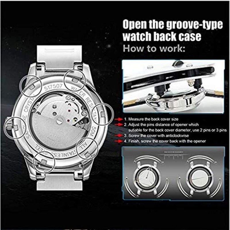 ATAR Wrist Watch Back ‎Case Opener Stainless Steel Small Adjustable Screw Waterproof Watch Back Case Opener Repair Wrench Tool Set 12 Pins (Only for watchmaker) - Image 4