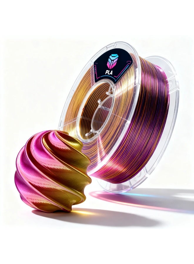 robotgcc Silk Gold Purple PLA 1.75mm 3D Printer Filament 1KG Dual Color Gradient PLA Filament Metallic Silk PLA Filament Gold Purple Color Changing PLA Filament for FDM Printing Glossy PLA Filament Smooth Extrusion Decorative Printing Filament for Models Sculptures Cosplay Compatible with Most 3D Printers - Image 2