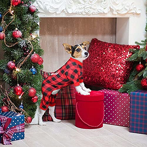 Jamktepat Dog Pajamas Buffalo Plaid with Reindeer Print Pet Onesie Dog Pet Super Soft and Stretchy Dog Christmas Pajamas for Small Medium Dogs(S/M) - Image 2